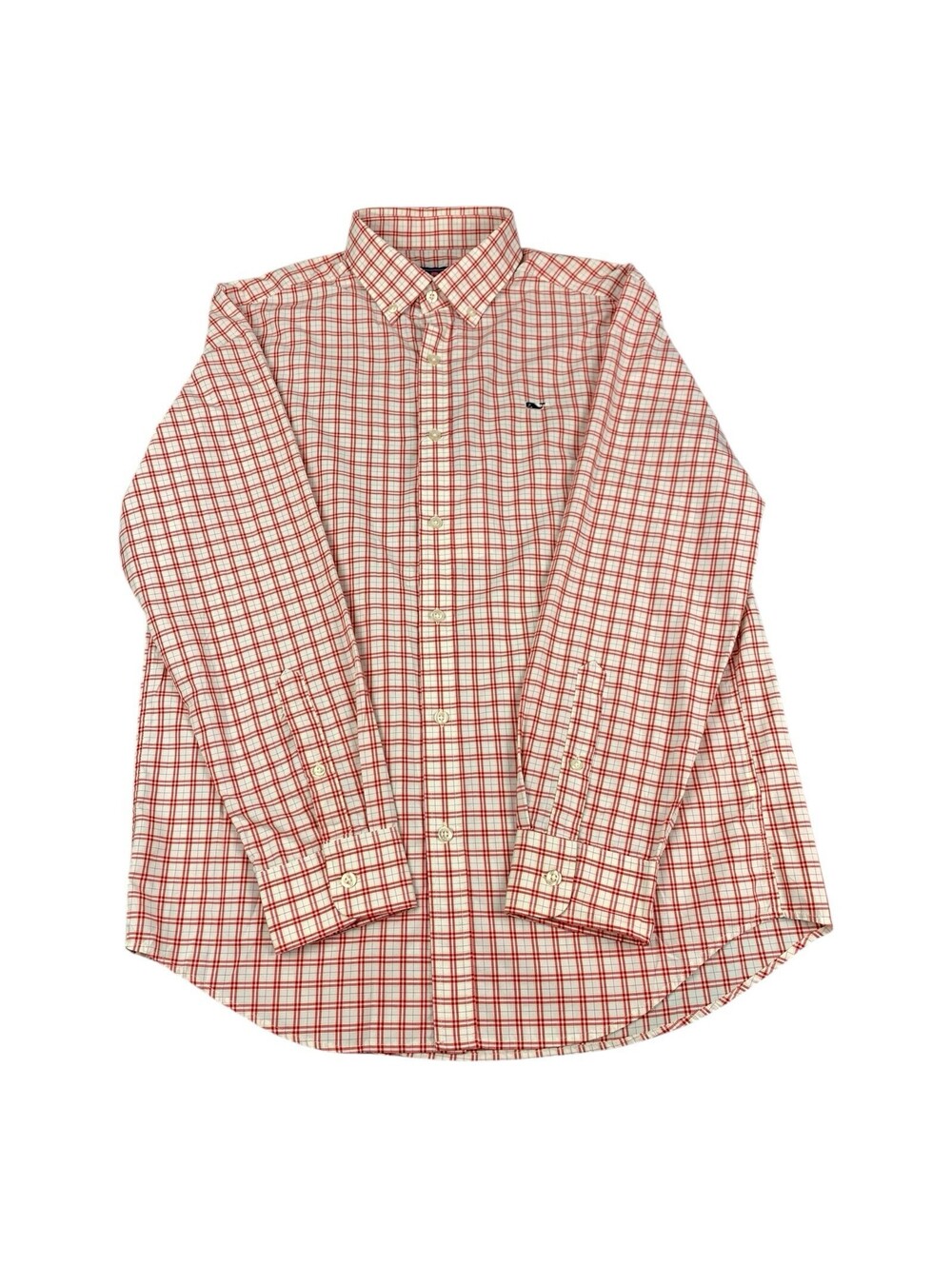 Vineyard Vines Long Sleeve Shirt, Whale Shirt, Red Plaid, 100% Nylon, Men's Med